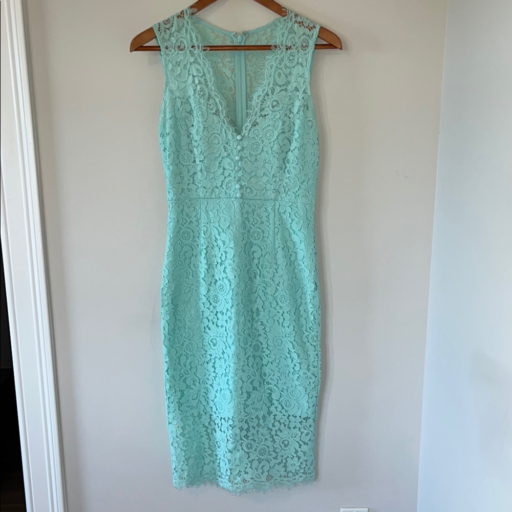 Bardot Mint Sheath Sleeveless V-Neck Midi Dress